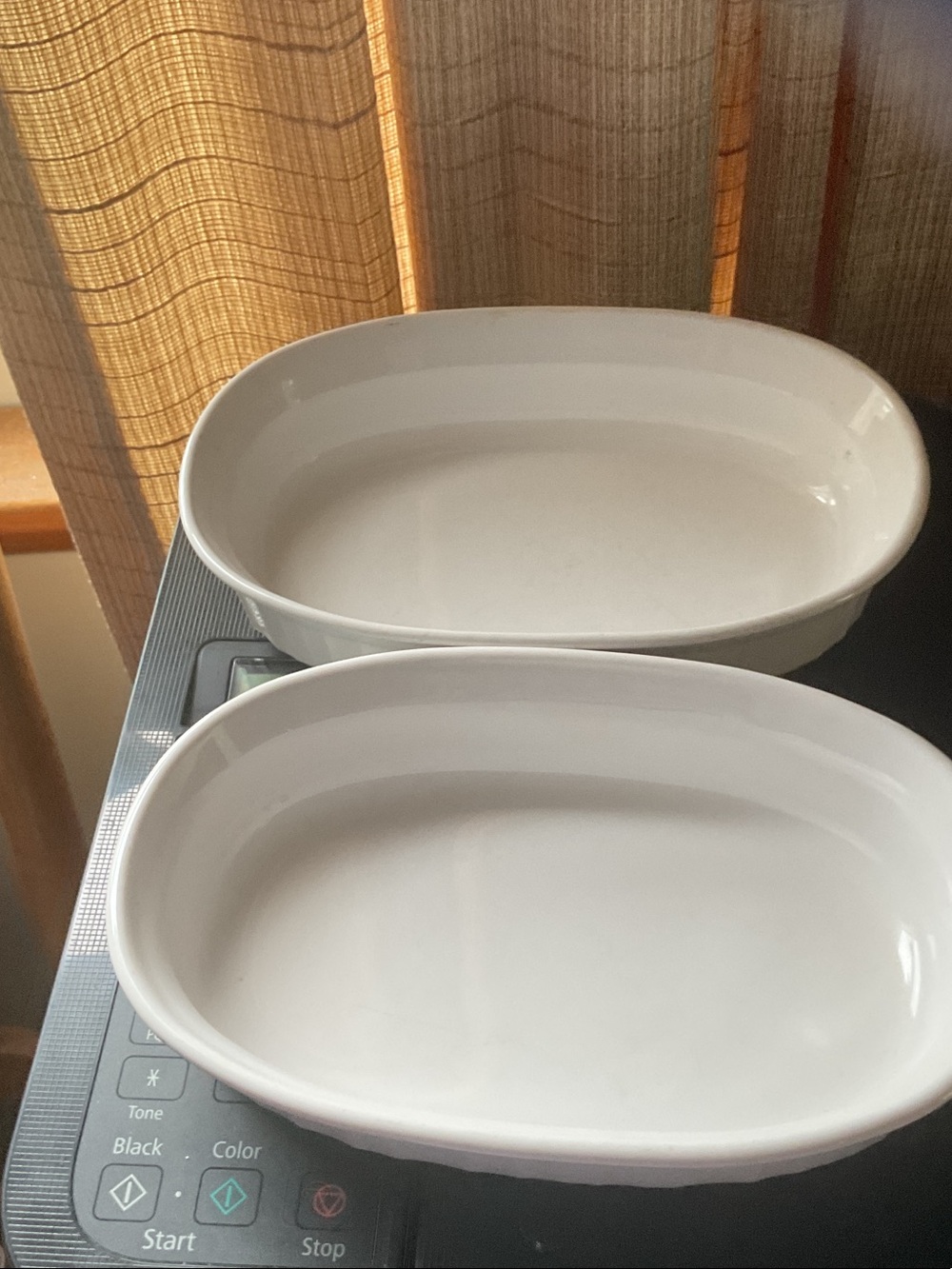 Set of Two CorningWare French White small open casseroles
